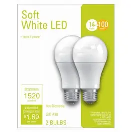 LED Light Bulbs A21 Soft White 1520 Lumens 14-Watt 2-Pack High Lumen GE