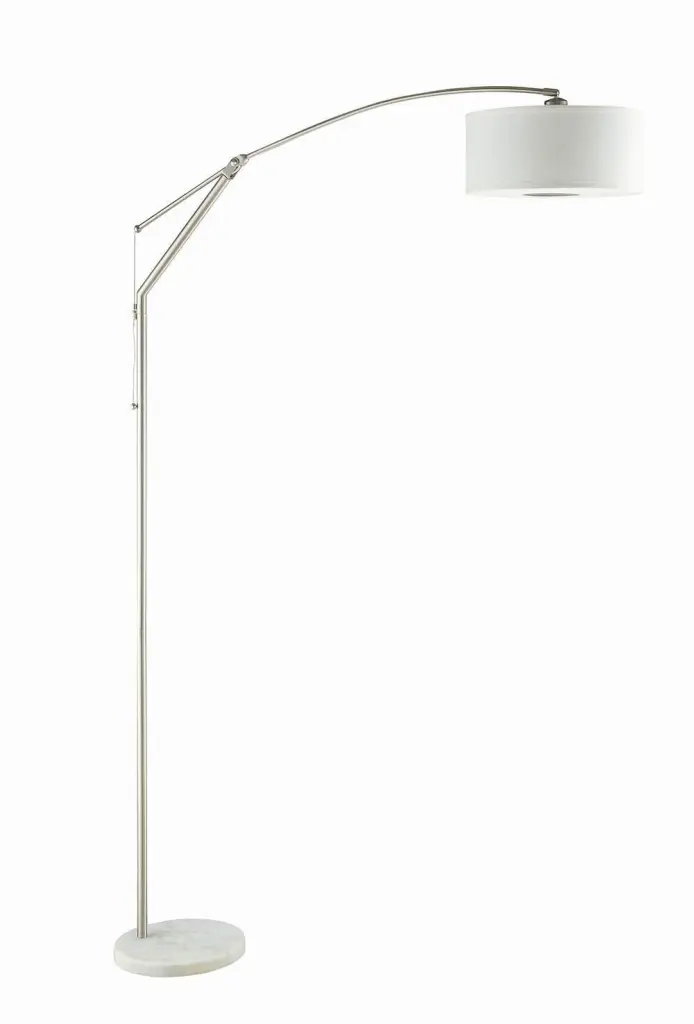 Moniz Adjustable Arched Arm Floor Lamp Chrome and White Task Light