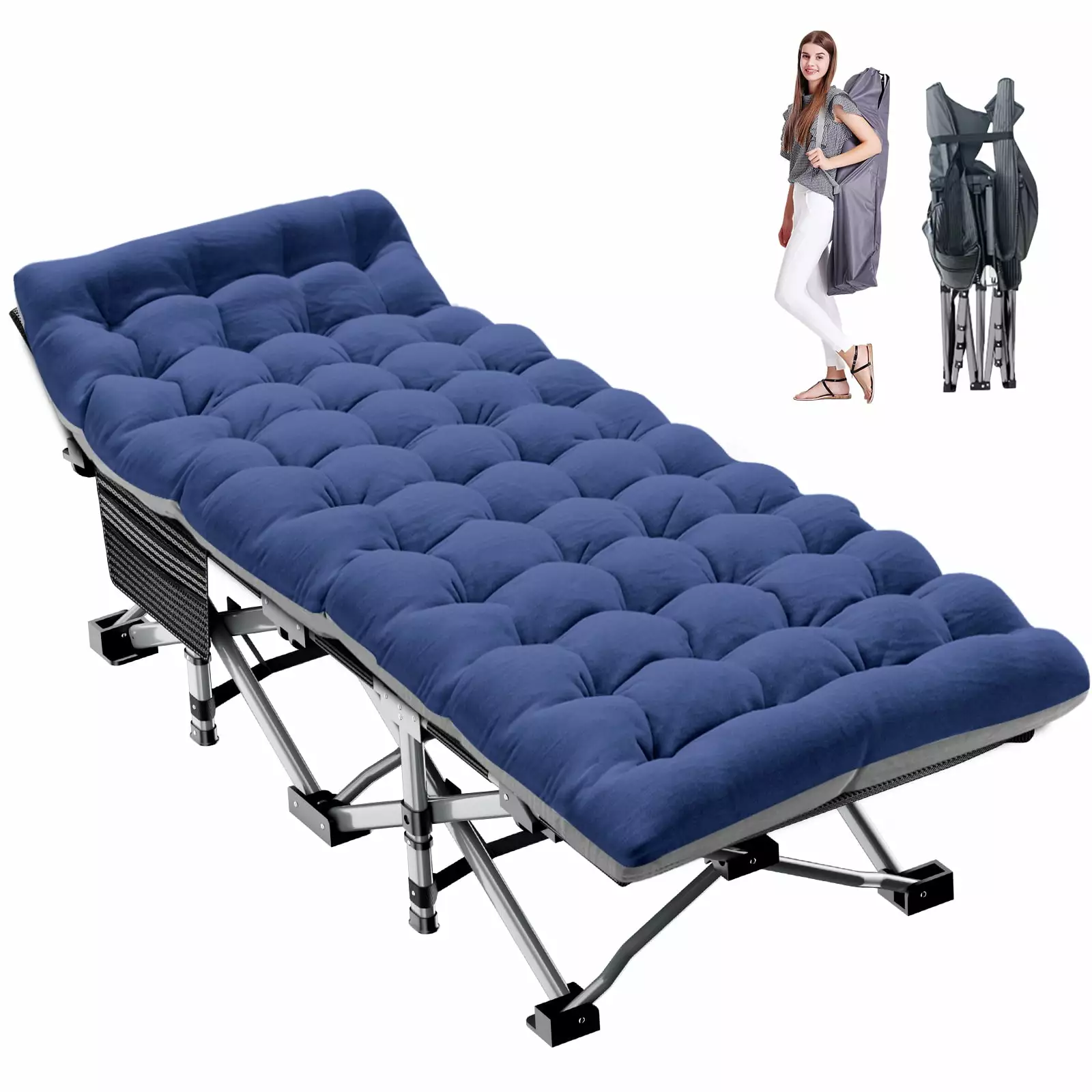MOPHOTO 75 Travel-friendly Camping Cot Adults Mattress and Carry Bag