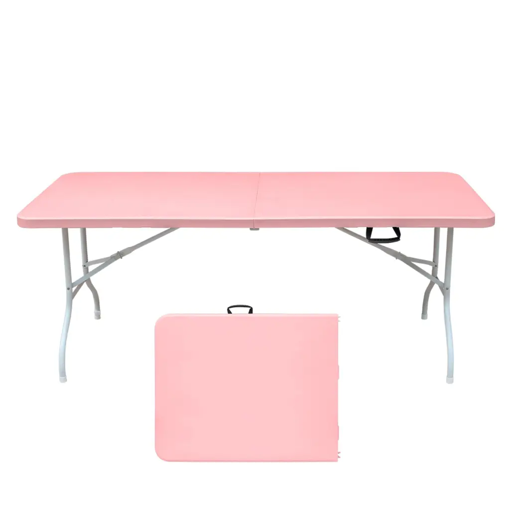 6Ft Pink Folding Plastic Table Camping Picnics Travel Friendly mgsport
