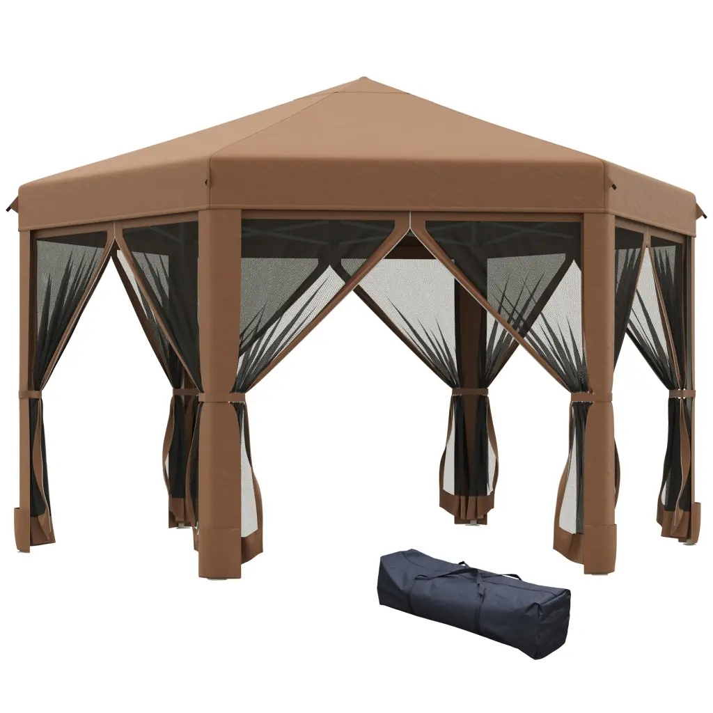 Outsunny 13x11 Foot Hexagonal Pop Up Gazebo Heavy Duty Outdoor Canopy aosom business