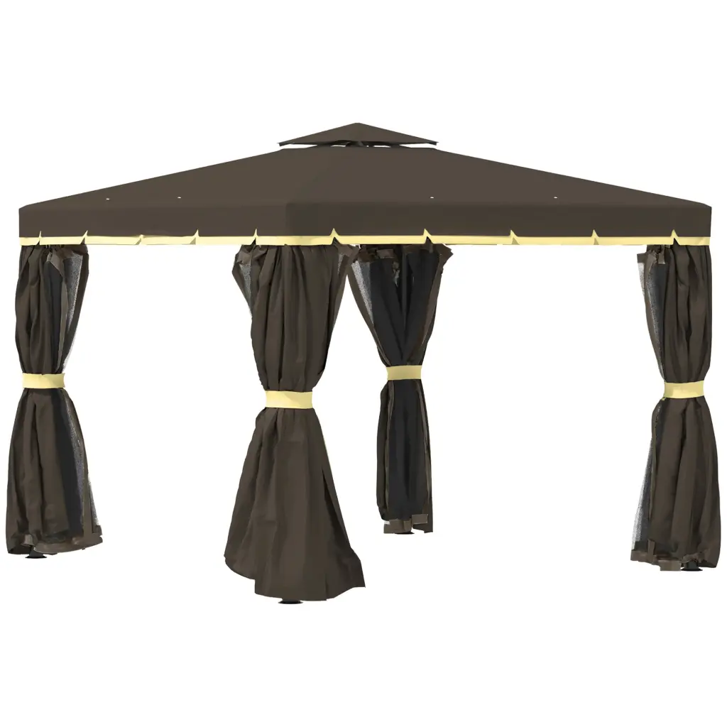 10' X 10' Patio Gazebo, Aluminum Frame Double Roof Outdoor Gazebo Canopy aosom business