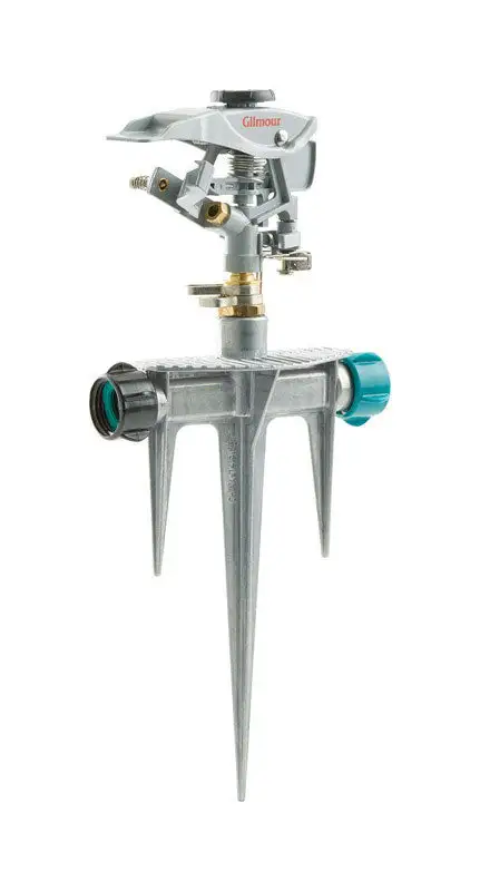 Gilmour Metal Gray Spike Base Impulse Sprinkler 5800 Sq Ft Coverage