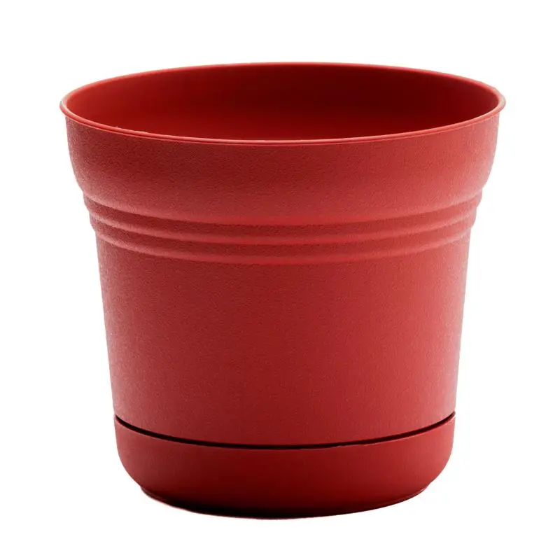 Bloem 6.5 Inch H x 7 Inch W Plastic Saturn Planter Burnt Red Pack 12