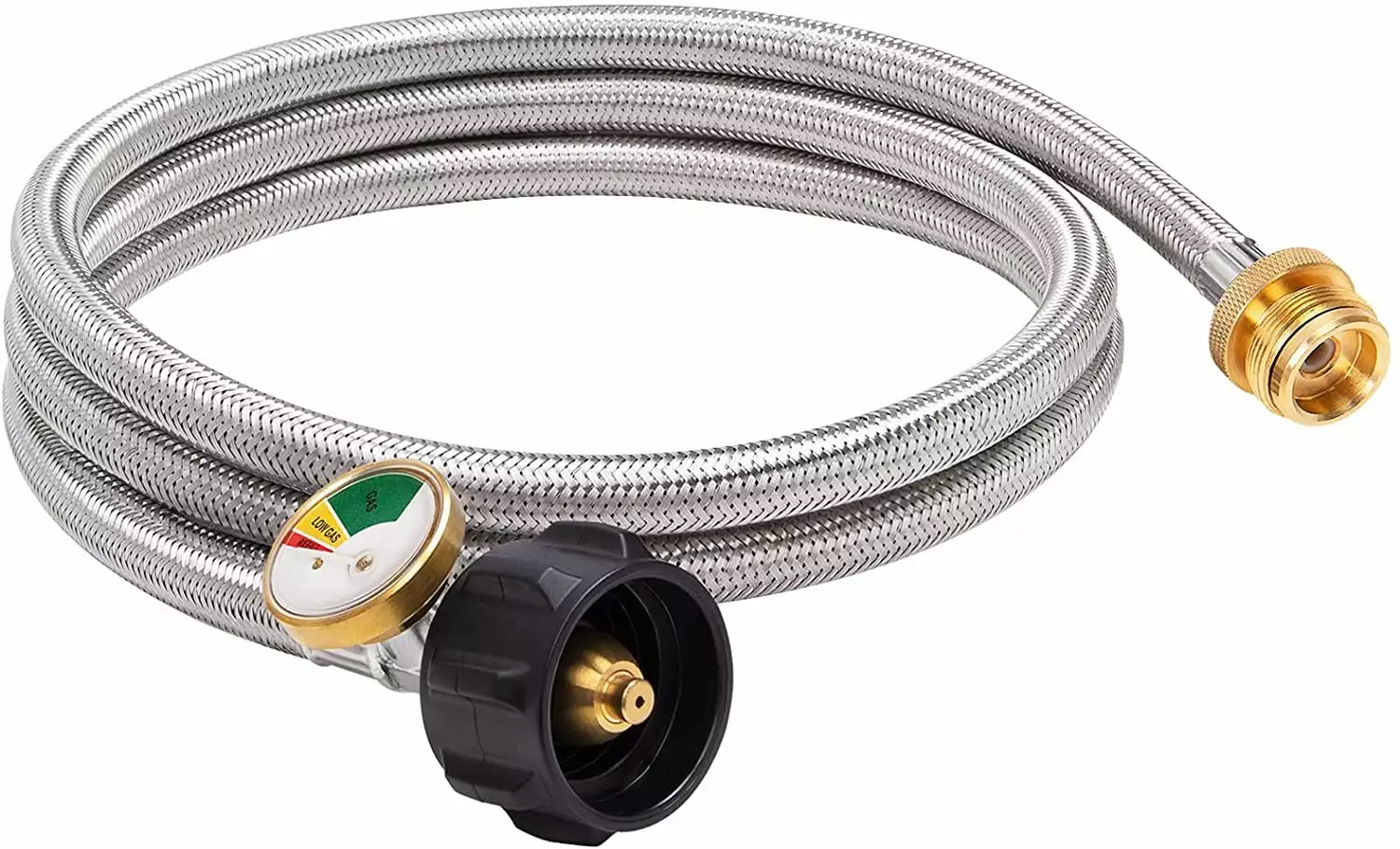6FT Braided Propane Hose Adapter Gauge Camping Stove, Griddle, and Buddy Heater