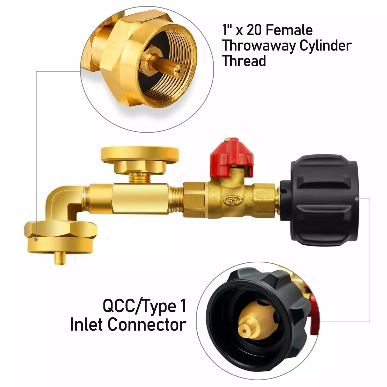 Upgraded Propane Refill Adapter Valve and Gauge 1 lb Bottles from 20 lb Tank