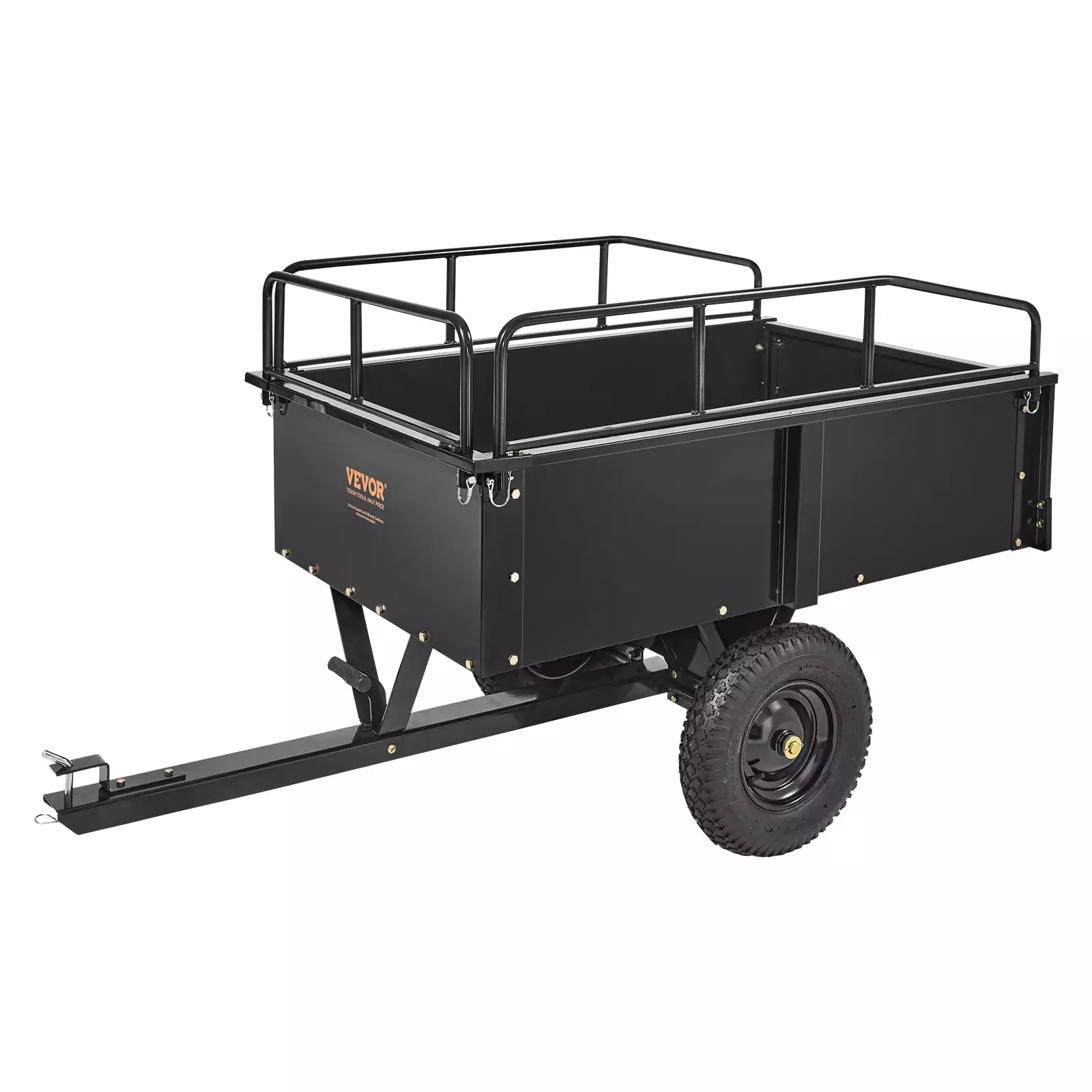 BENTISM Dump Trailer Tow Behind Dump Cart. 750 lbs 15 Cu. Ft. Steel Construction Garden Utility Trailer Removable Sides